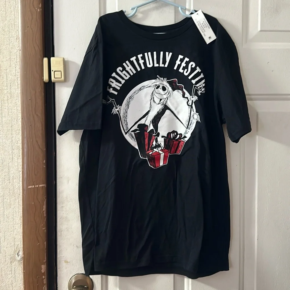 DISNEY NIGHTMARE BEFORE CHRISTMAS JACK SKELLINGTON CHRISTMAS TEE: BLACK: NWT: XL